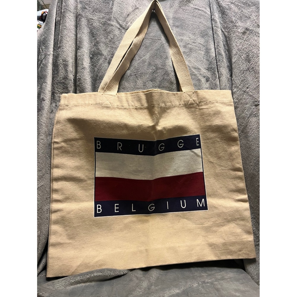 Bruges Belgium Souvenir Beige Canvas‎ Tote Bag Travel Shopping